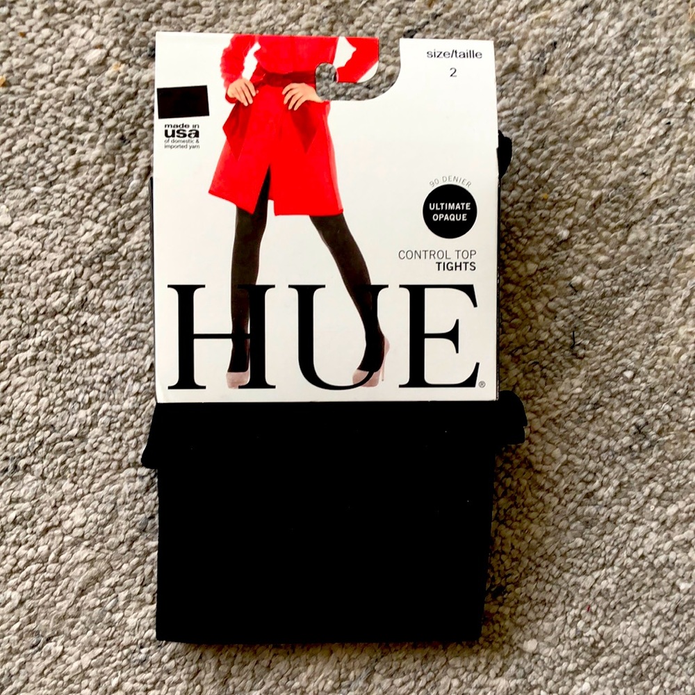 Hue control top black tights $15